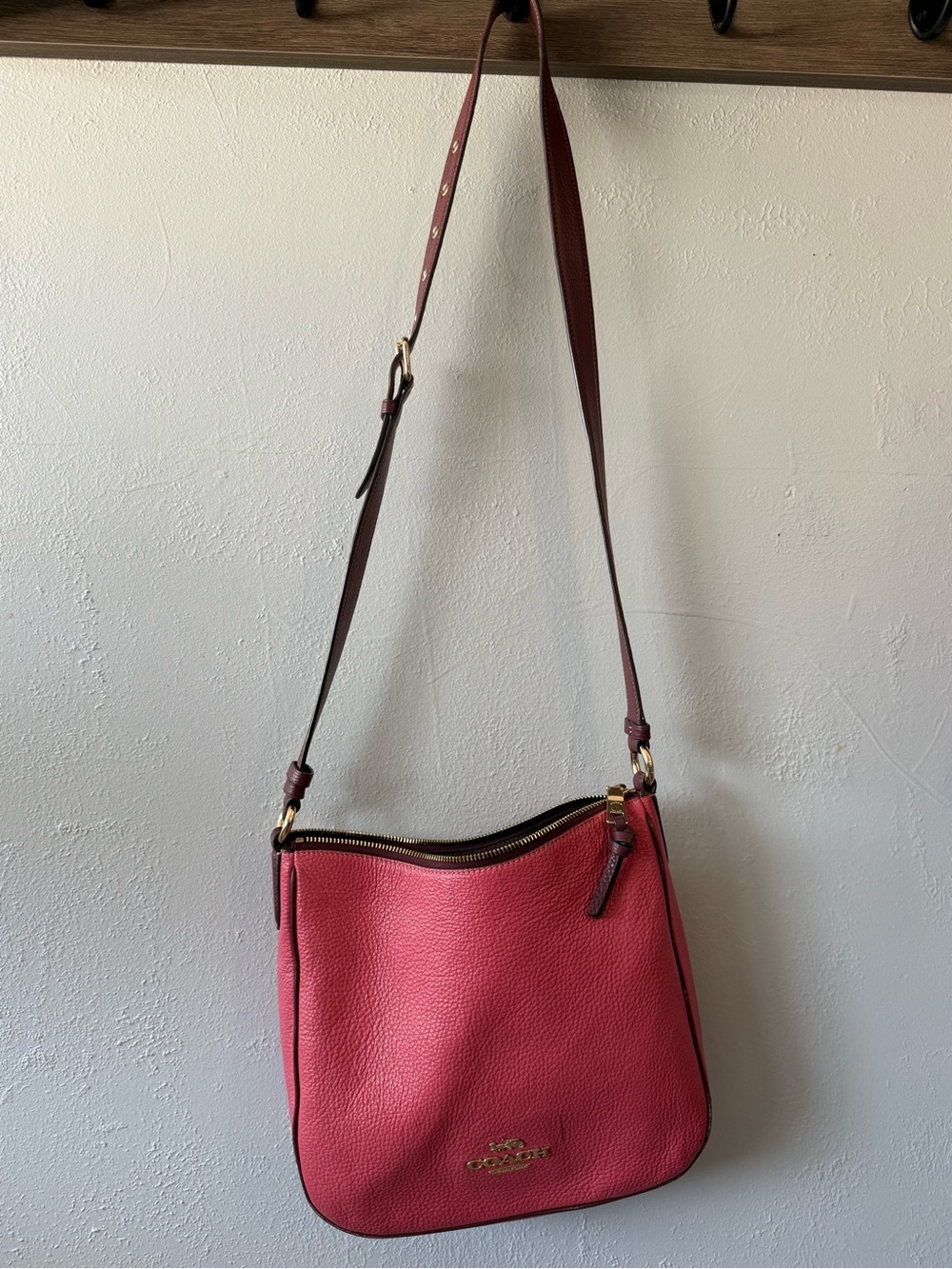Coach pebble leather zip-top hobo/crossbody